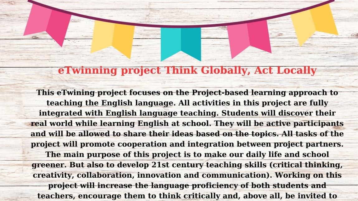 Think Globally, Act Locally eTwinning Project